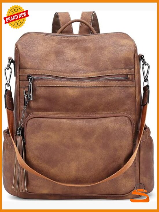 Large Leather Fashion Backpack Purse Women Travel Convertible Shoulder Bag main image 4